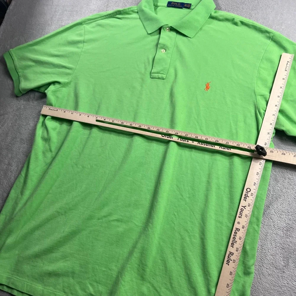 Polo Ralph Lauren Mens 2XLT Lime Green Orange Pony Short Sleeve Mesh Polo Shirt